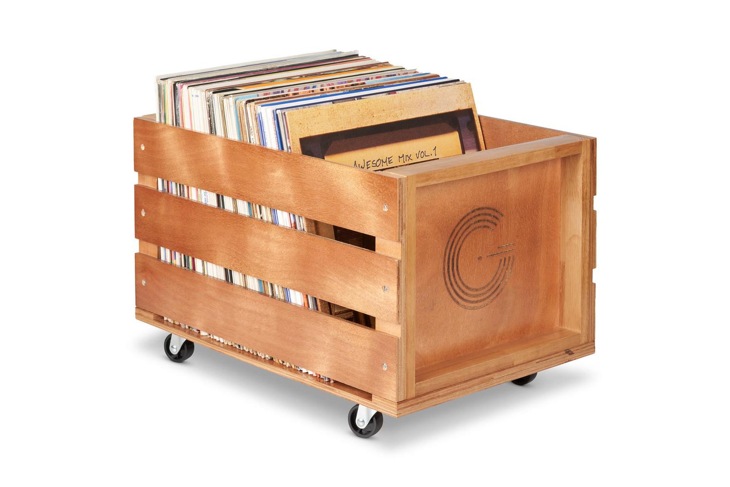 Legend Vinyl Lv1 Wooden Vinyl Record Storage Crate On Wheels