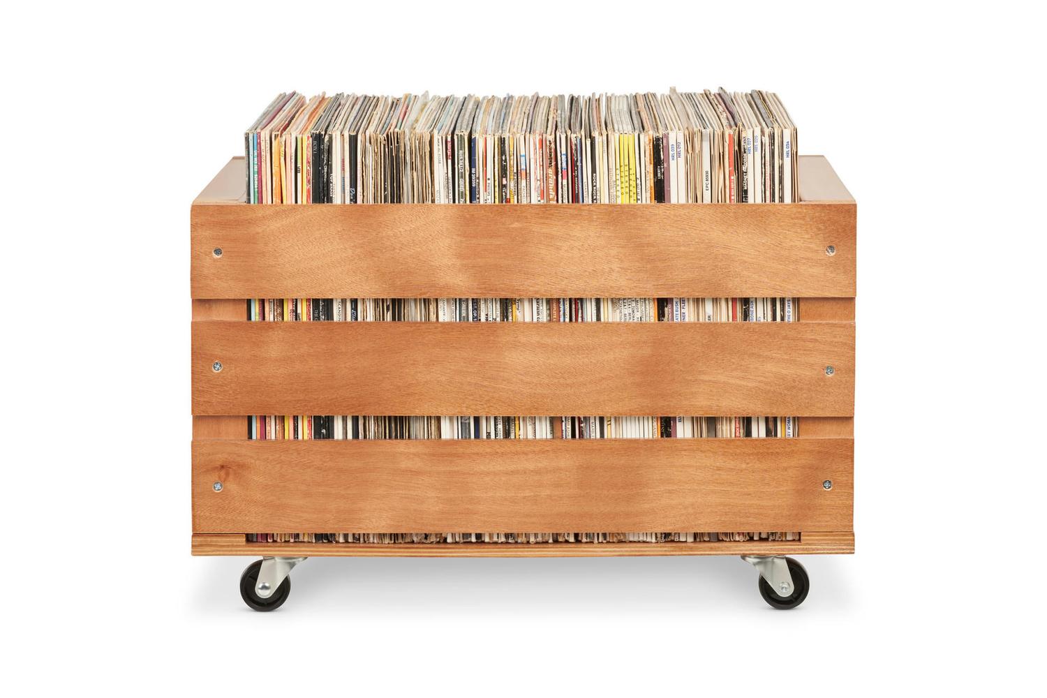 Legend Vinyl Lv1 Wooden Vinyl Record Storage Crate On Wheels-2