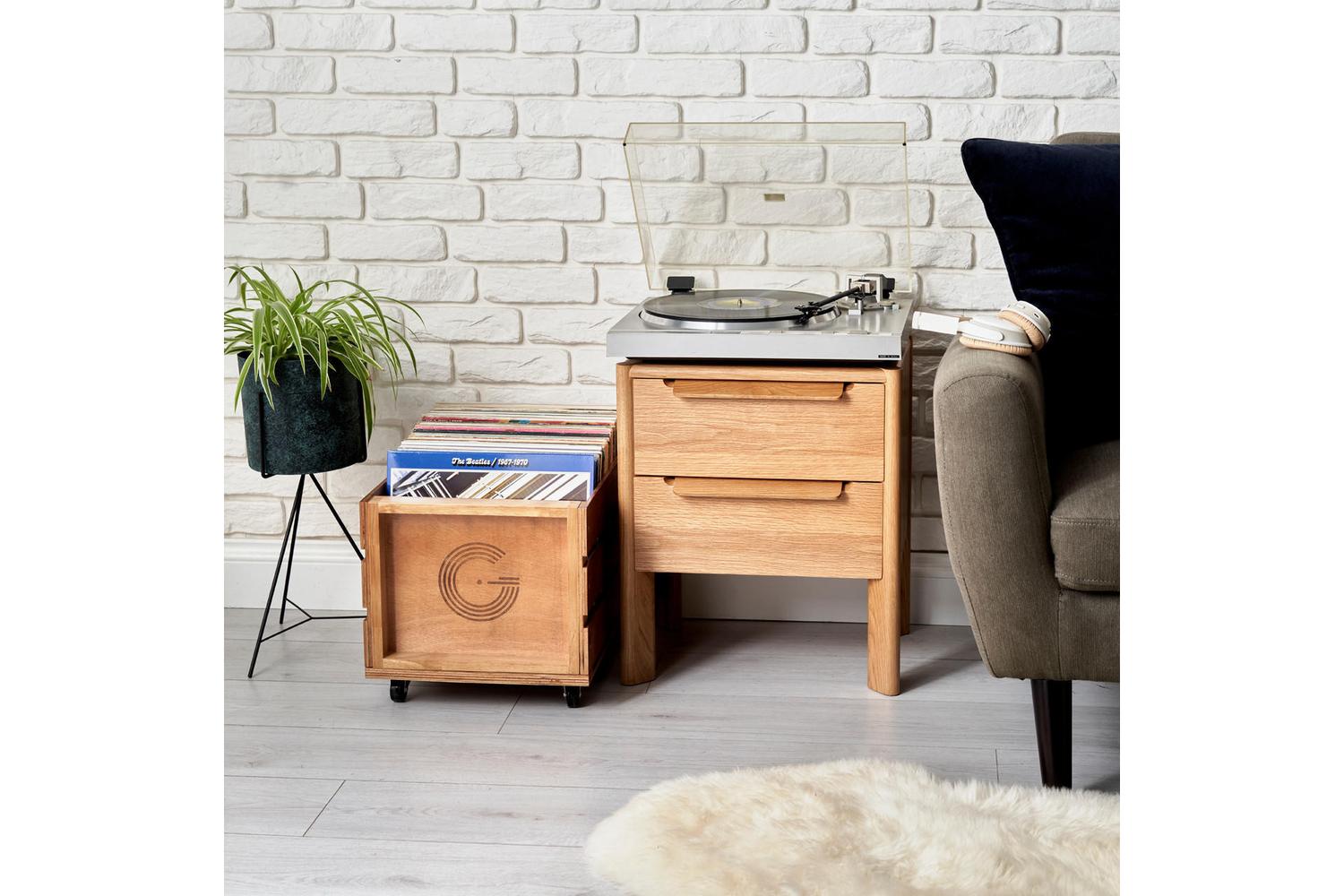 Legend Vinyl Lv1 Wooden Vinyl Record Storage Crate On Wheels-3