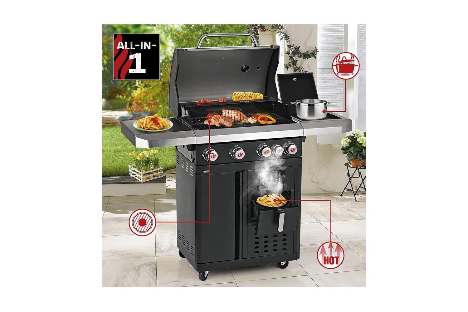 Landmann 6601 Fryton 4.1 Cook Gas BBQ with Integrated 3.5L Hot Air Fryer-5