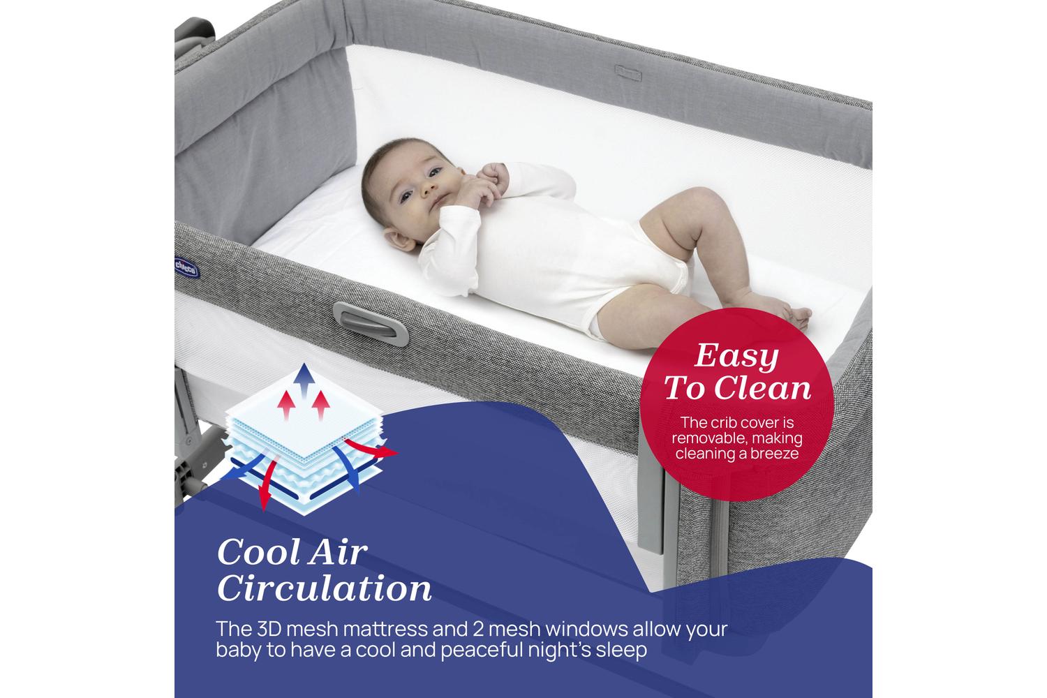 Chicco Next2me Magic Evo Bedside Crib: Adjustable Baby Crib With Mesh Windows-6