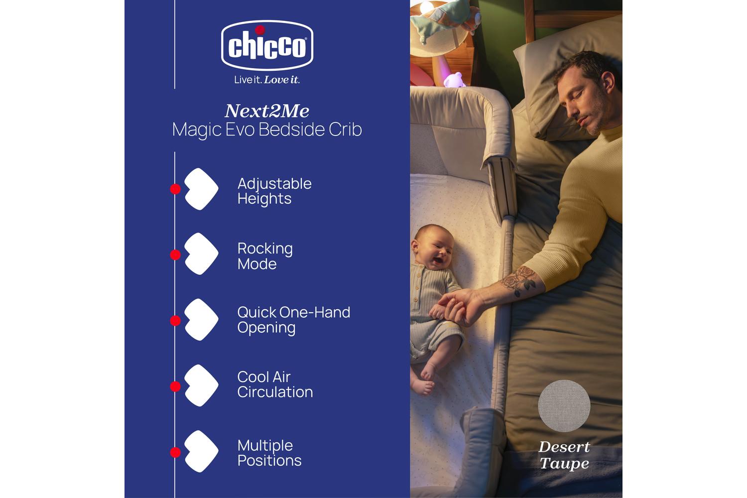 Chicco Next2me Magic Evo Bedside Crib - Convenient Baby Sleep Solution-2