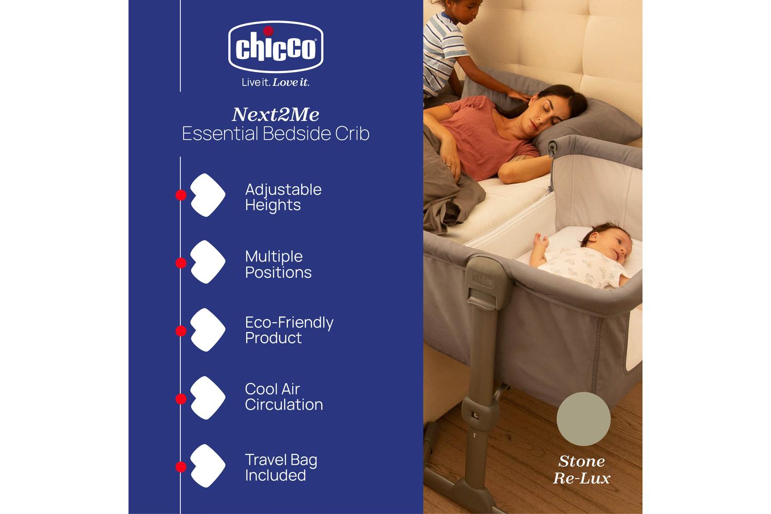 Chicco Next2me Essential Dune Bedside Crib-2