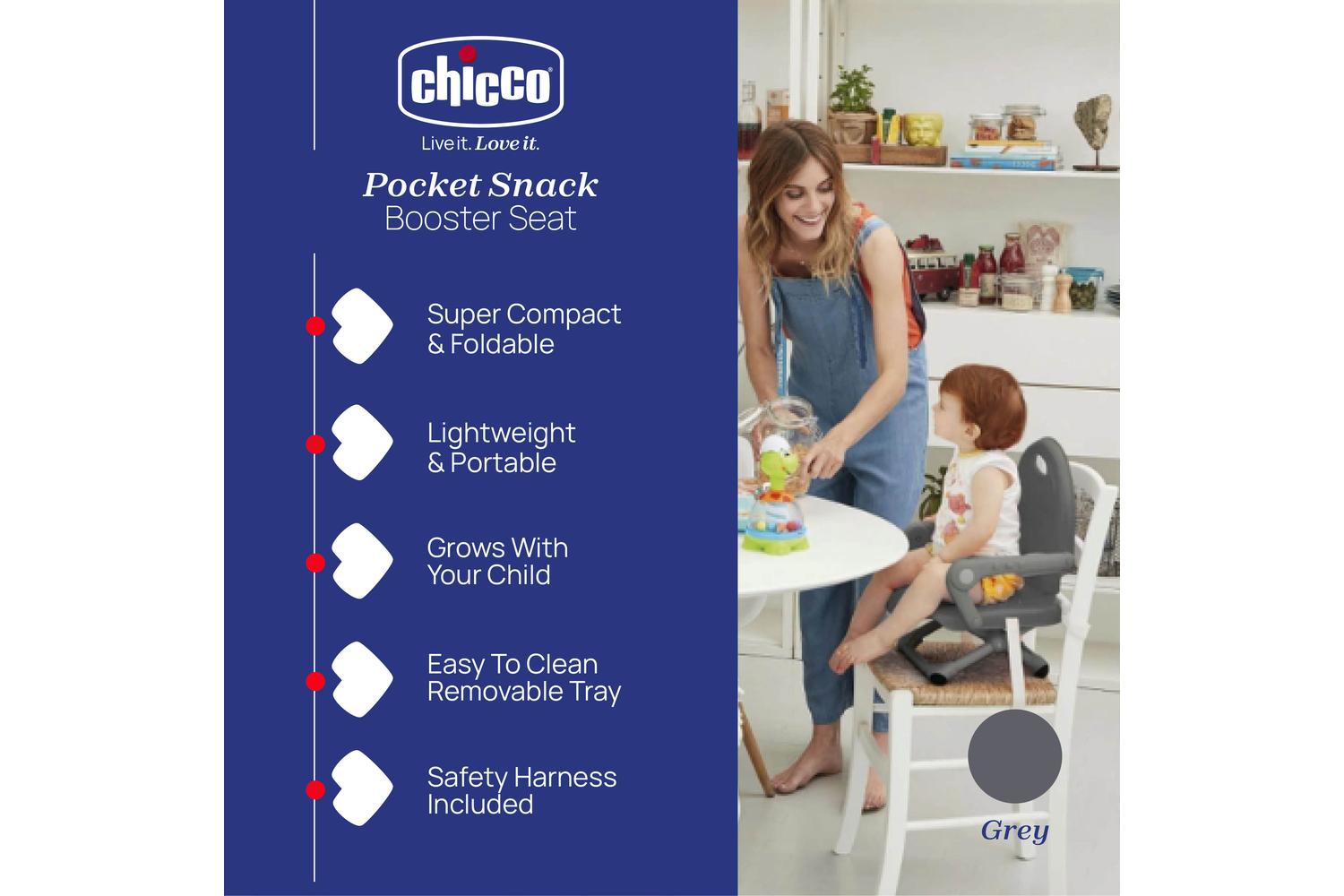 Chicco Pocket Snack Booster Seat: Compact, Portable & Adjustable Baby Feeding Seat-2