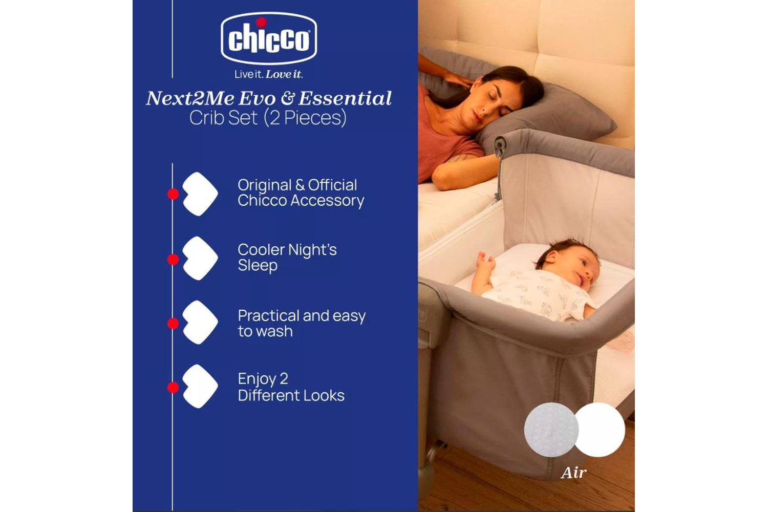 Chicco Next2me Evo & Essential 2 Piece Crib Set - Official Chicco Baby Sleep Accessory-2
