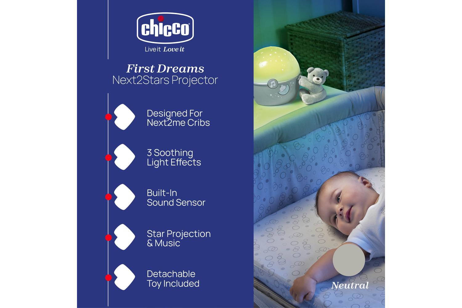 Chicco First Dreams Next2stars Baby Projector: Tranquil Night; Machine Washable, Reliable Baby & Nursery Comfort Product From Chicco-3
