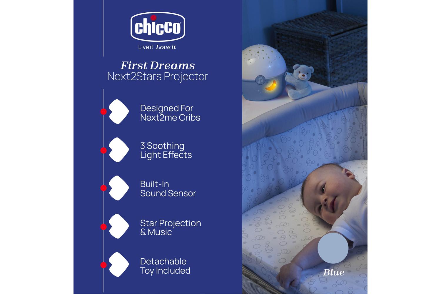 Chicco First Dreams Next2stars Baby Sleep Projector And Night Light - Ideal Children's Room Comforter-2