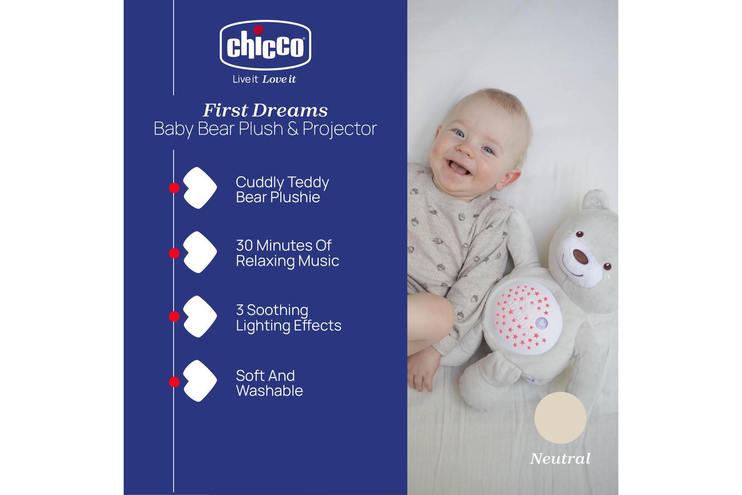 Chicco First Dreams Baby Bear - Plush And Projector For Baby's Sleep-2