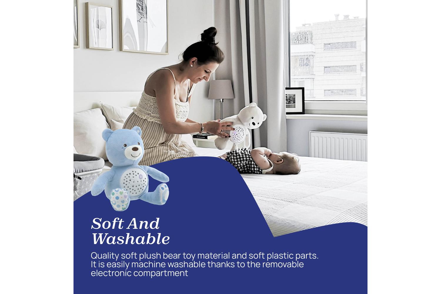 Chicco First Dreams Baby Bear Plush & Projector, Baby Sleep Aid, Nursery Night Light, Irresistibly Cuddly Companion, Machine Washable, From Chicco Baby-6