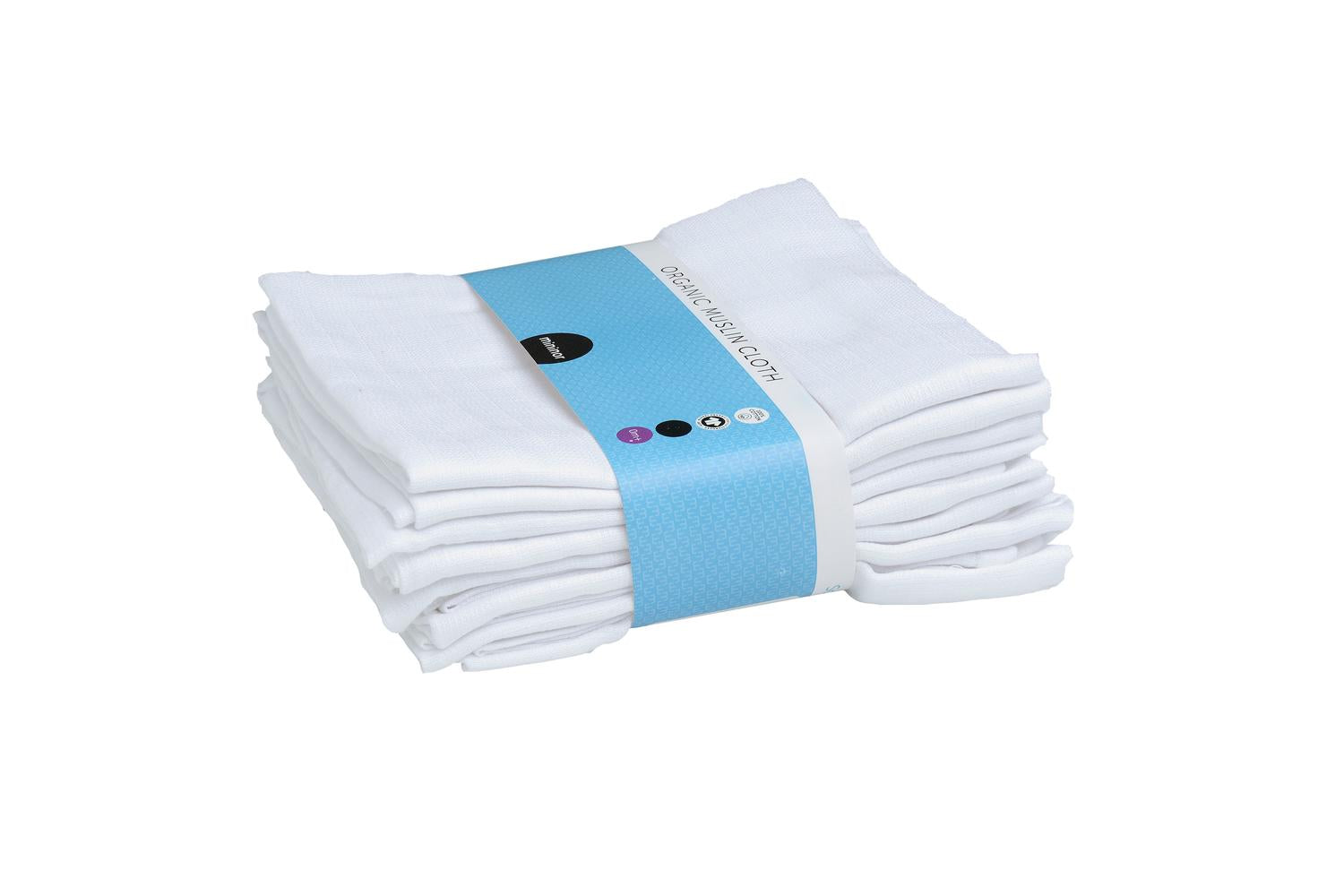 Mininor Organic Muslin Cloth | White | 8 Pieces-2