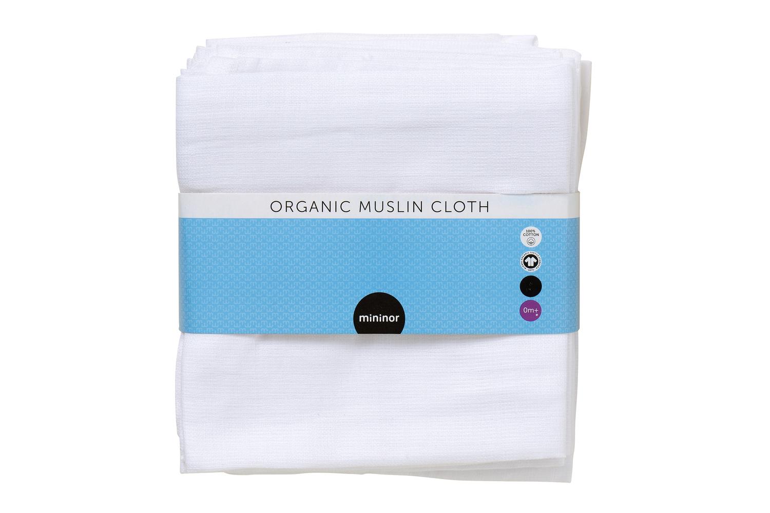 Mininor Organic Muslin Cloth | White | 8 Pieces-3