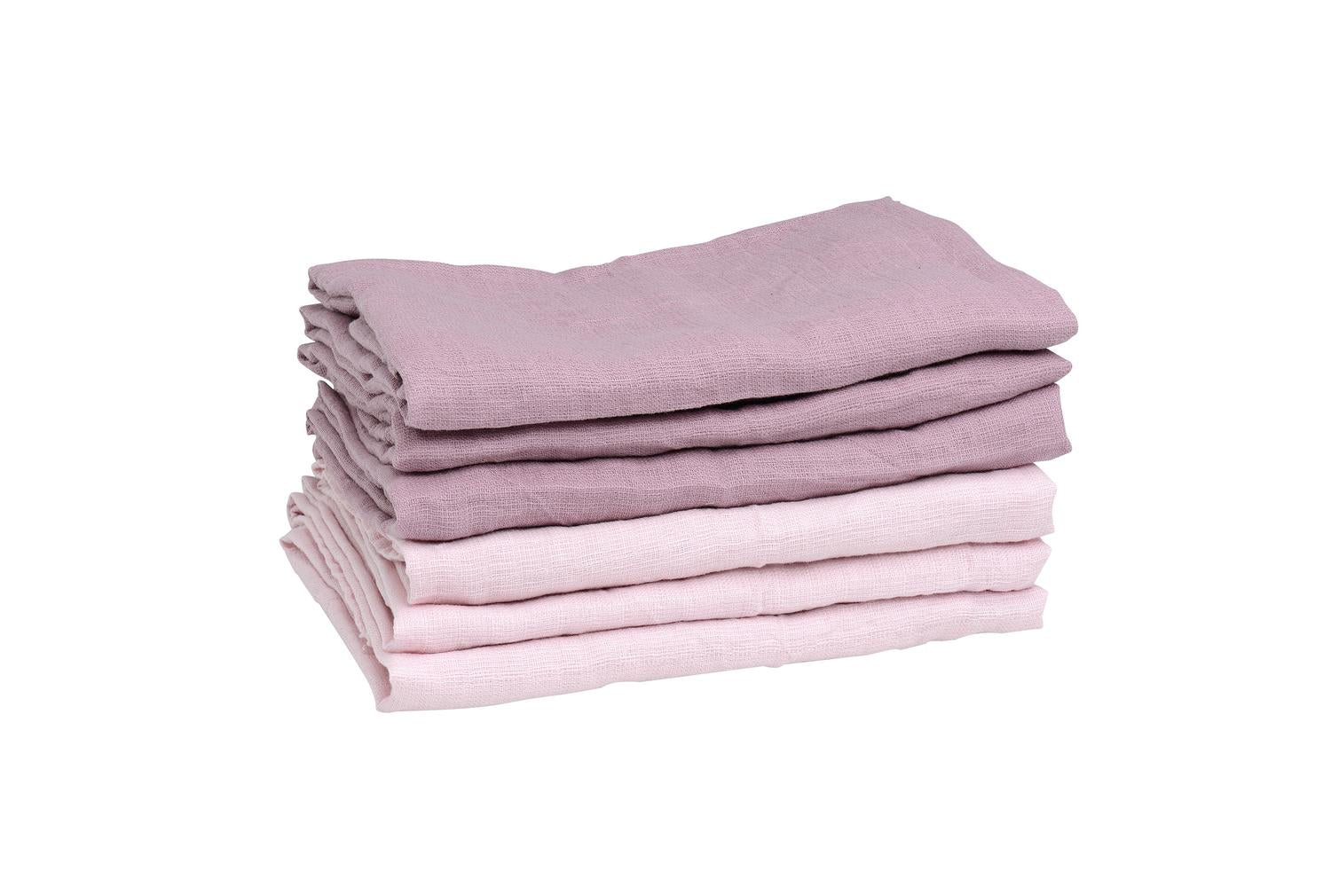 Mininor Organic Muslin Cloth | Rose/Heath Flower | 6 Pieces