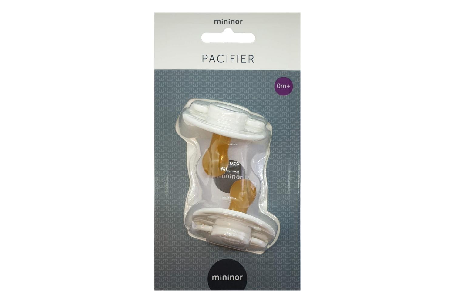 Mininor Round  Latex Soother | 6m | White-3