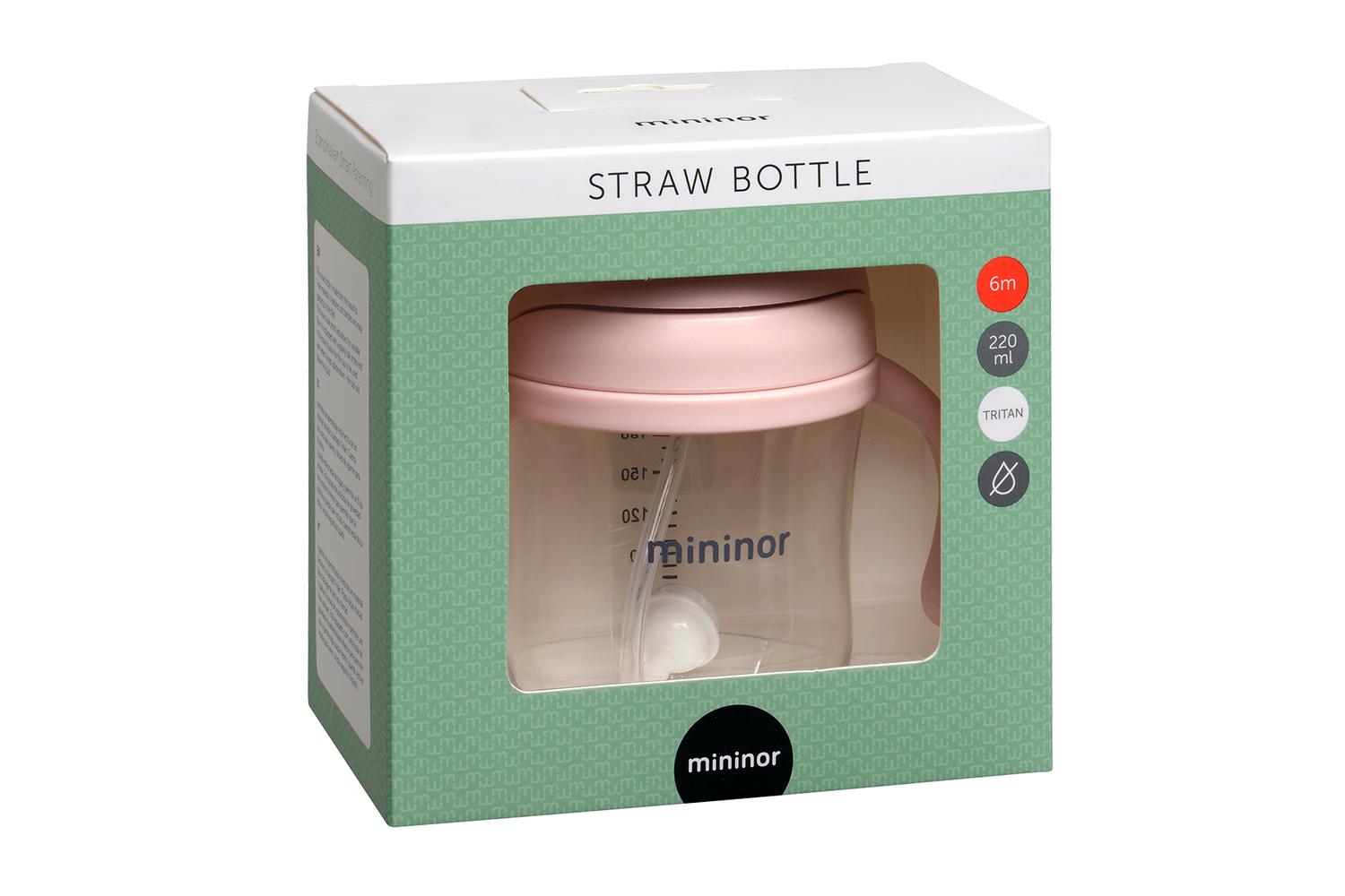 Mininor Straw Bottle | 220ml | Pink-3