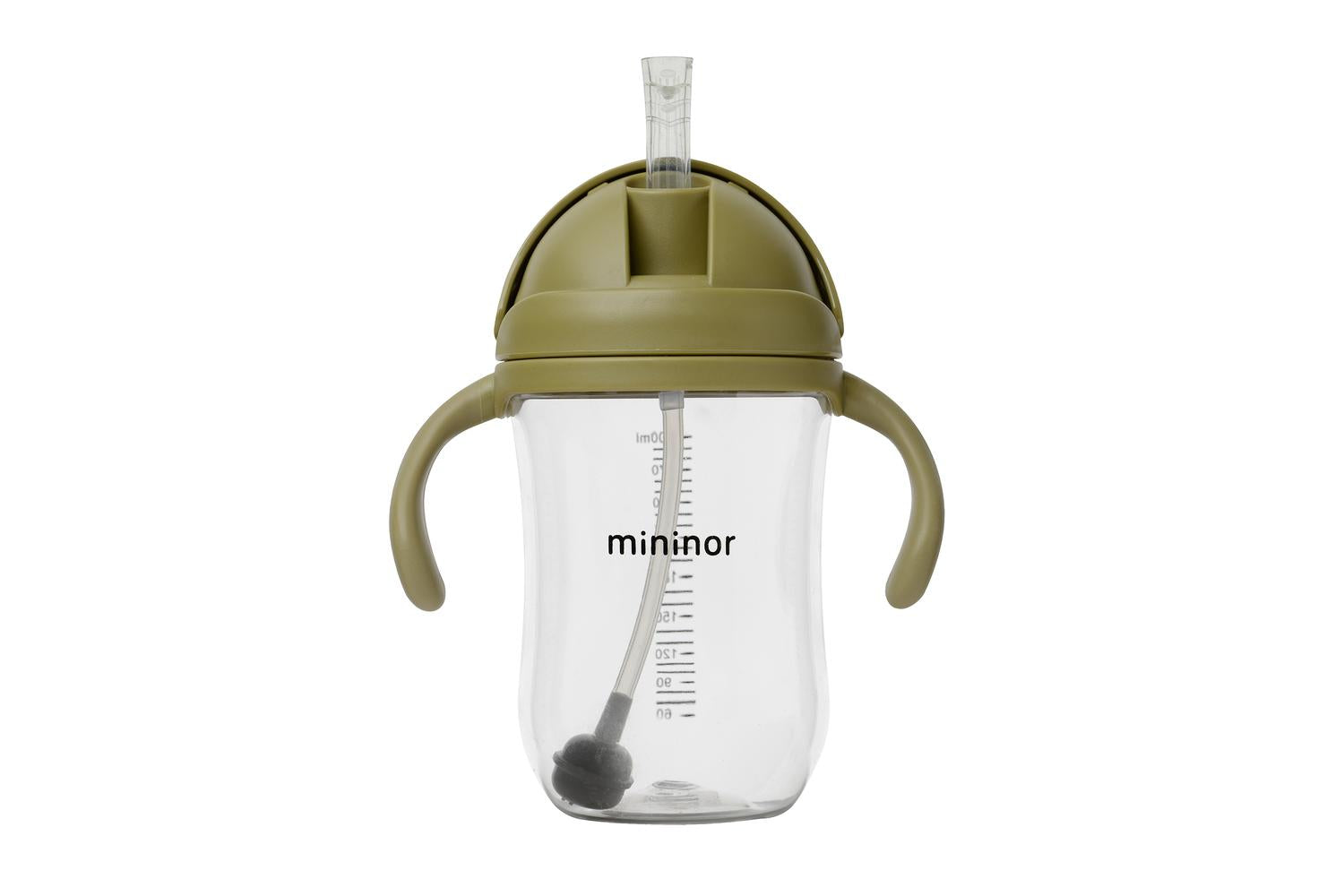 Mininor | 14254 | Non-spill Straw Bottle Tritan 330ml In Moss Green For Babies