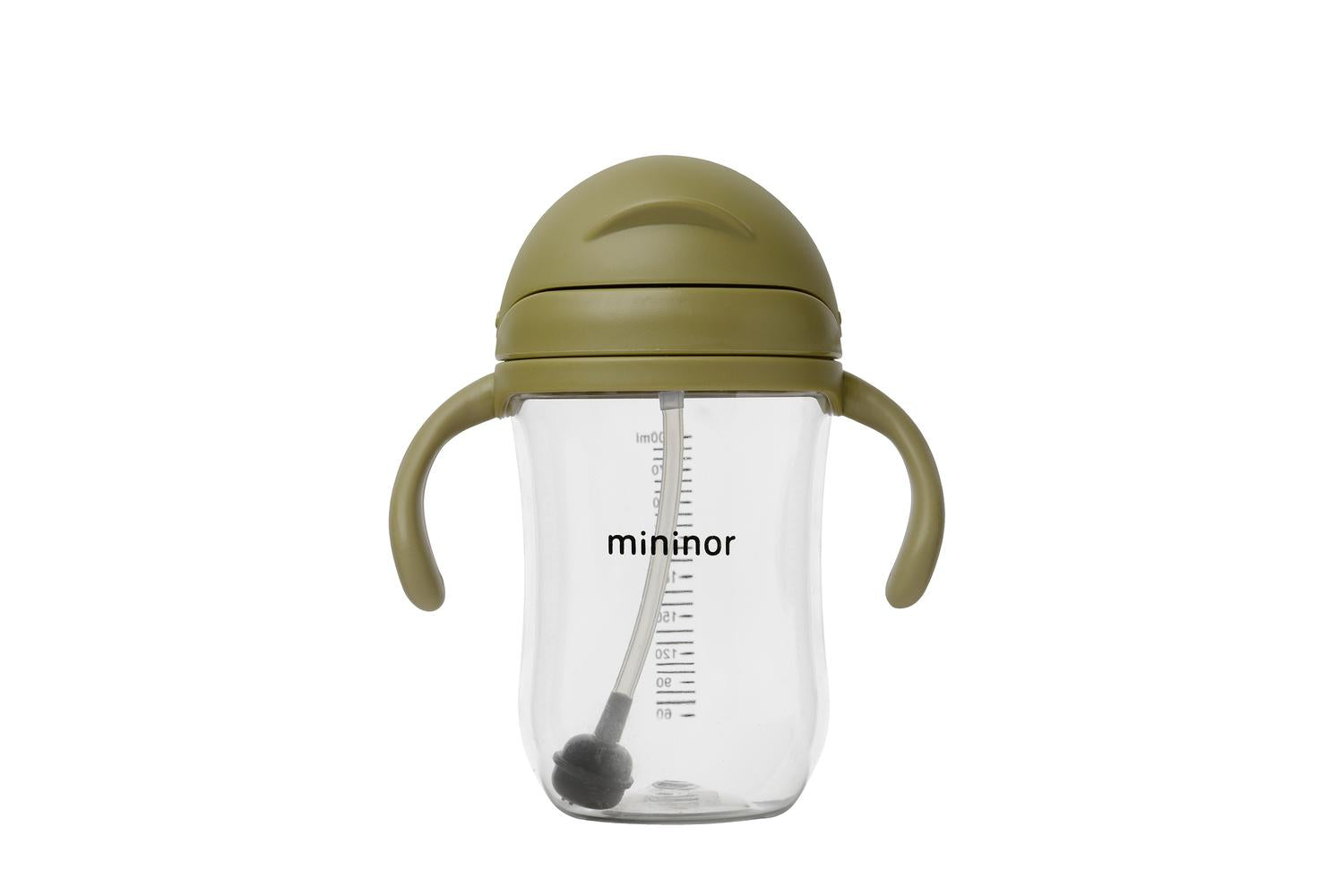 Mininor | 14254 | Non-spill Straw Bottle Tritan 330ml In Moss Green For Babies-2