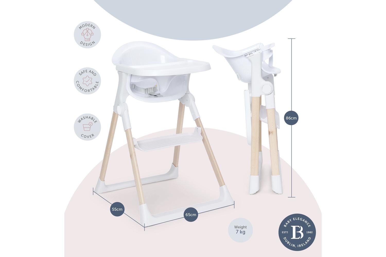 Baby Elegance Mash Highchair Bundle | Highchair | Beech Wood | White-5