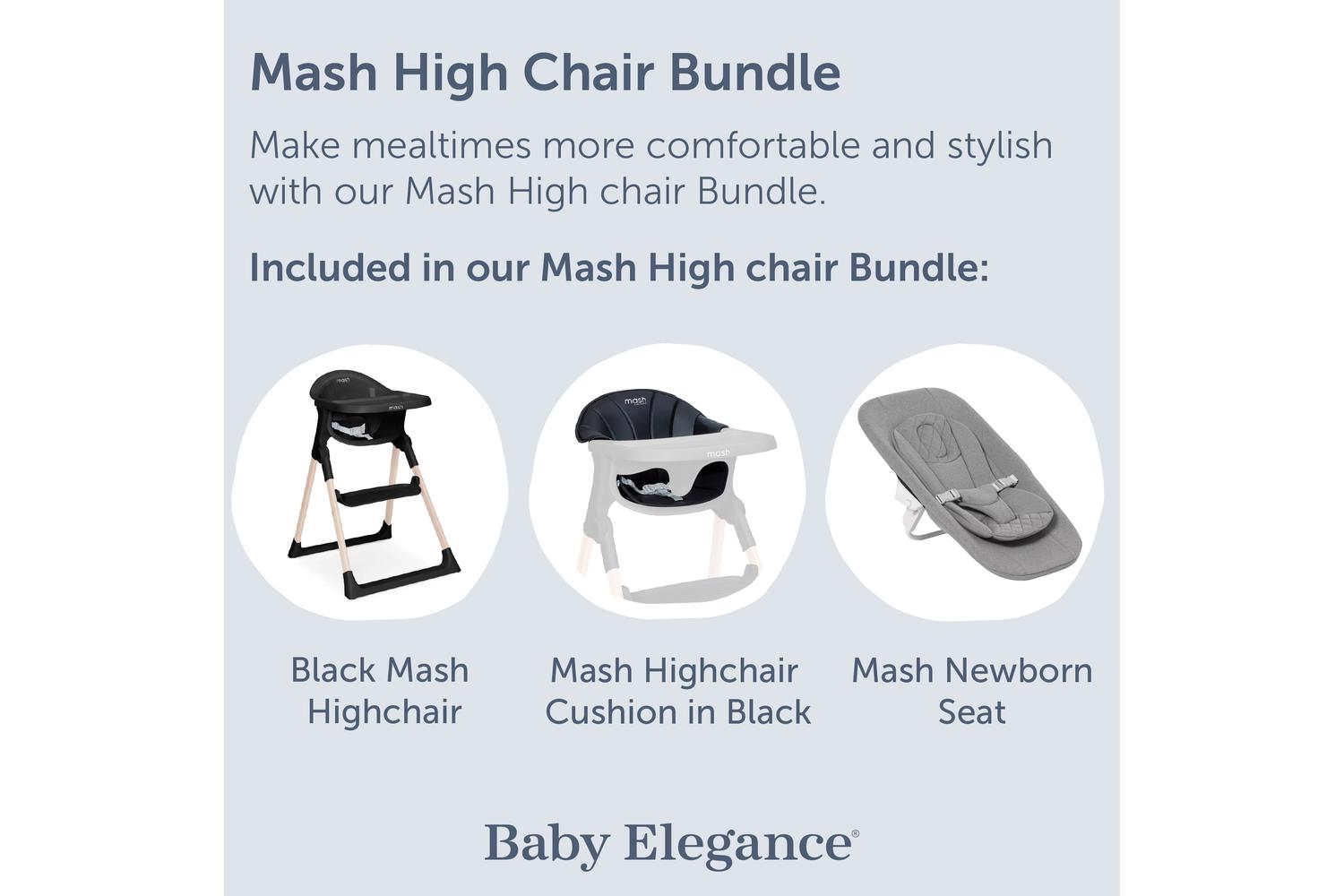 Baby Elegance Mash Highchair Bundle | Highchair | Beech Wood | Black-2