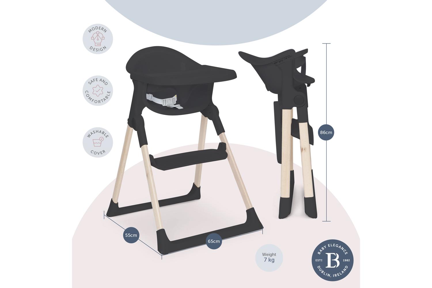 Baby Elegance Mash Highchair Bundle | Highchair | Beech Wood | Black-5