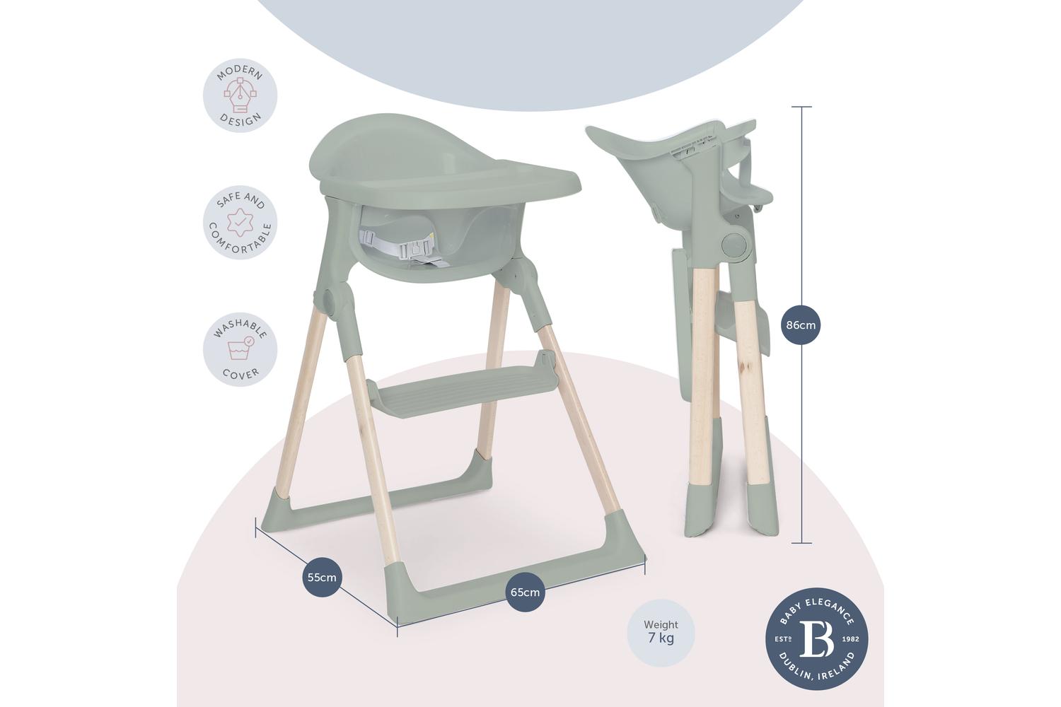 Baby Elegance Mash Highchair Bundle | Highchair | Beech Wood | Sage-5