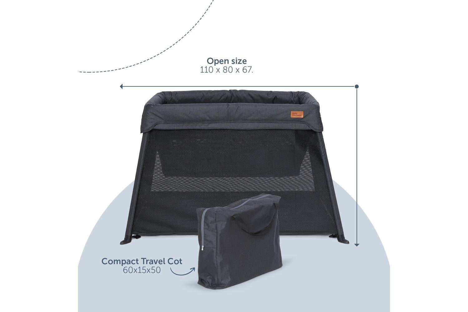 Baby Elegance Air2 Travel Cot Black | Travel Cot | Fabric | Standard Size-2