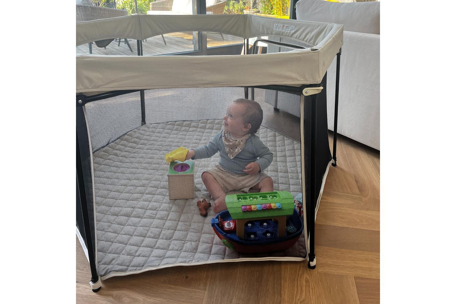 Baby Elegance Foldable Play Pen Stone | Playpen | Fabric-2