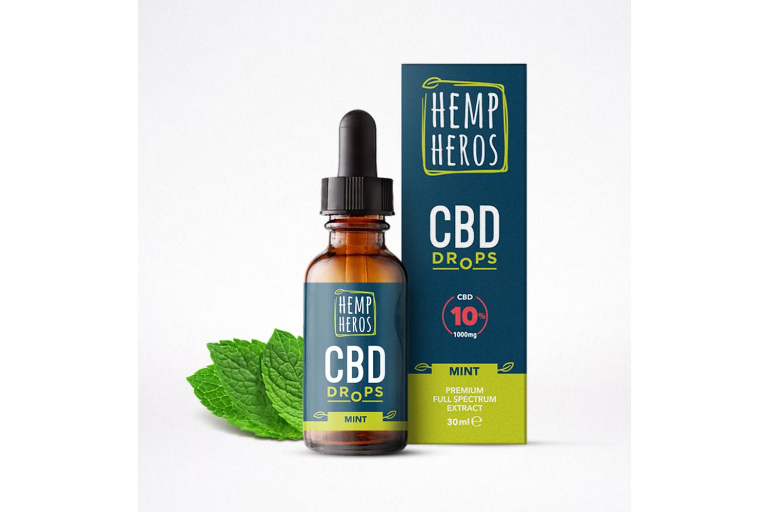 Hemp Heros 10 (1000mg) Cbd/cbda Drops -  Mint Flavour