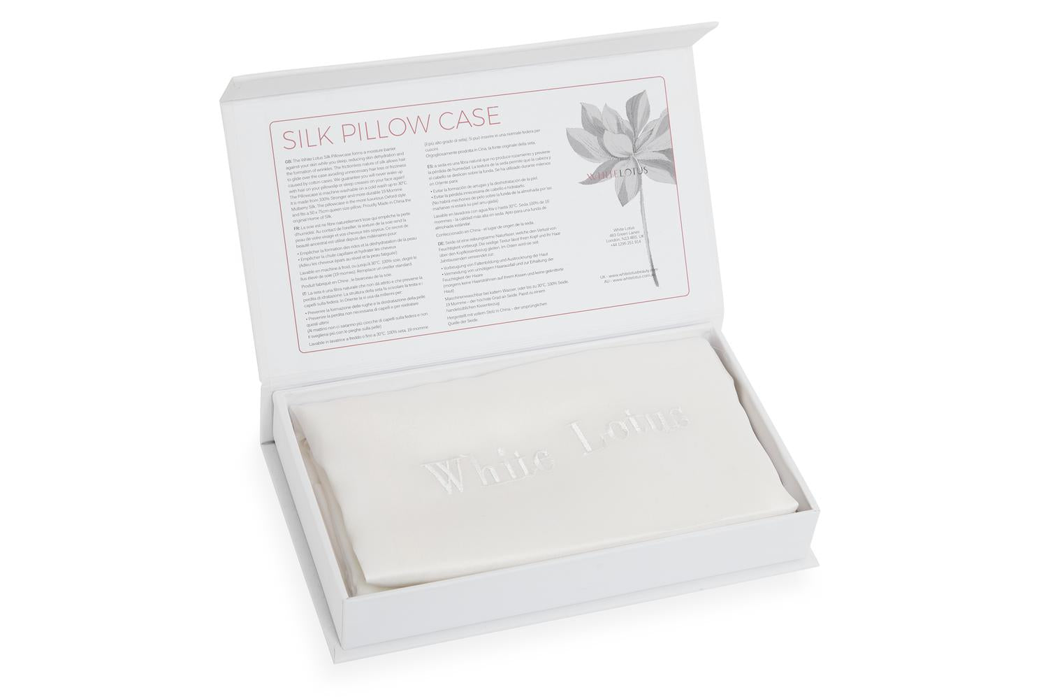 White Lotus PR07-0006 19 Momme Pure Silk Pillowcase | White-3