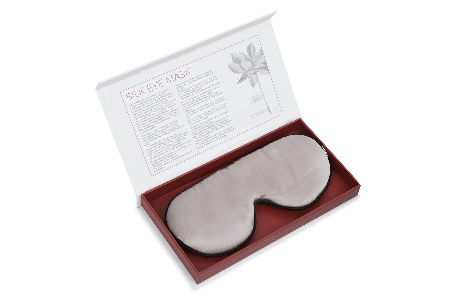 White Lotus Pr11 100% Pure Silk Eye Mask | Pearl Grey-2
