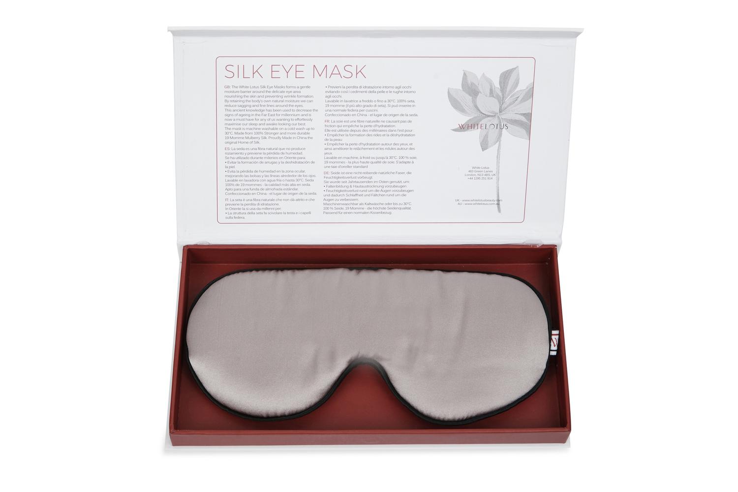White Lotus Pr11 100% Pure Silk Eye Mask | Pearl Grey-3