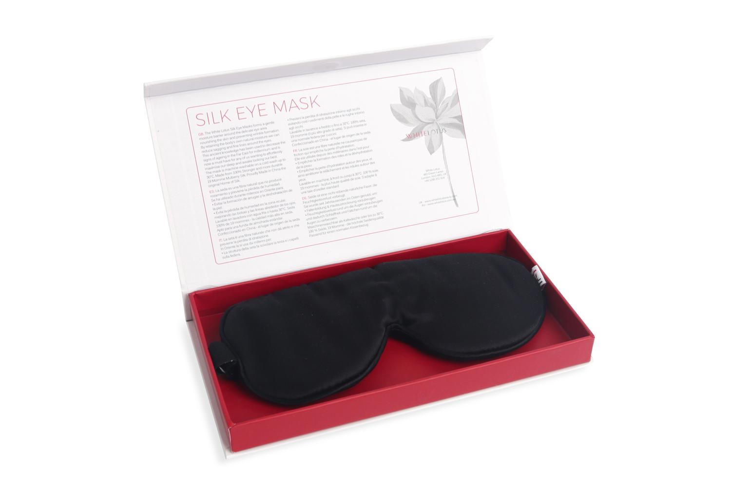 White Lotus PR80 100% Pure Silk Eye Mask | Black-2