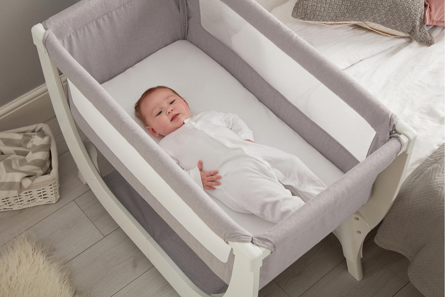 Shnuggle Air Bedside Crib | Stone Grey-3