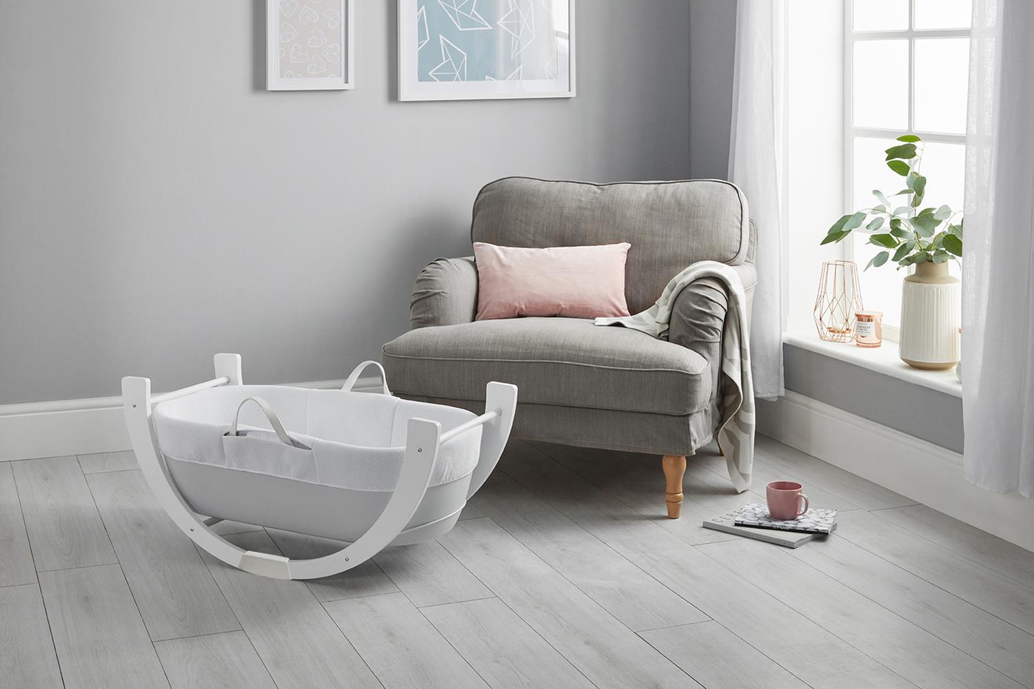 Shnuggle Dreami Moses Basket & Stand | Grey-3