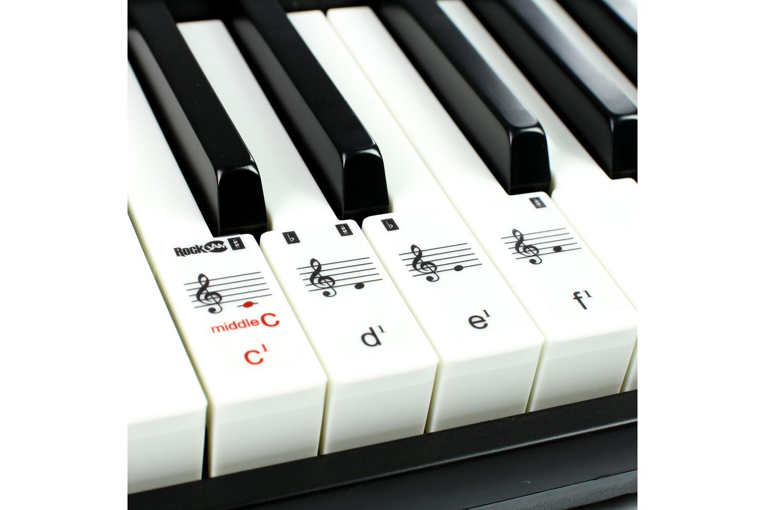 Rockjam 49-key Keyboard Piano With Sheet Music Stand, Piano Note Stickers & Lessons-7
