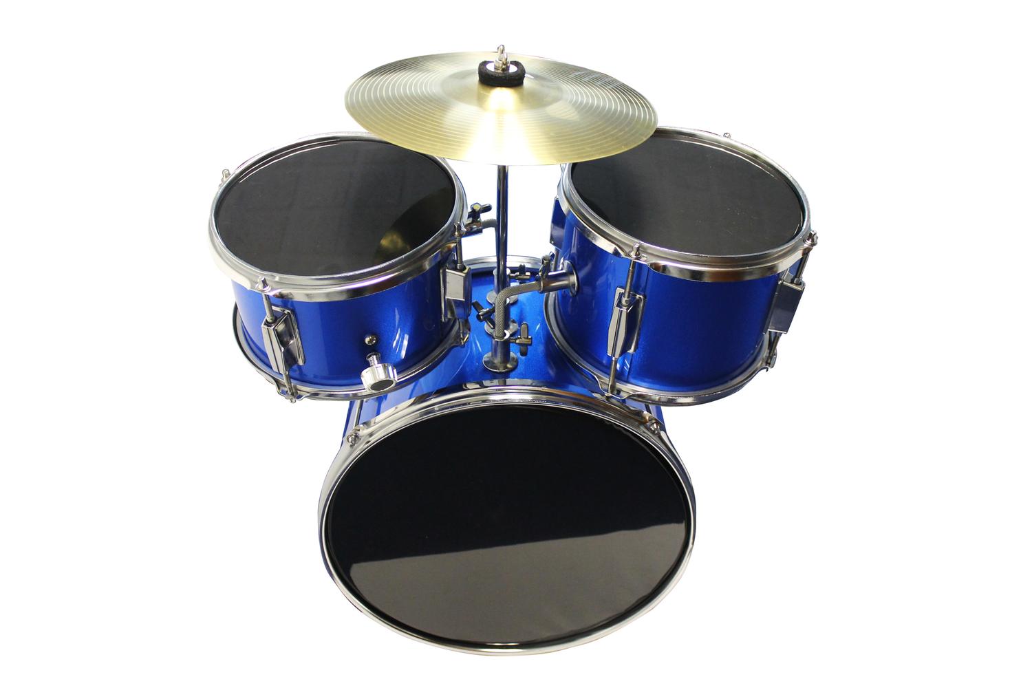 Music Alley 3-piece Junior Drum Set With Drum Throne & Drumsticks - Blue-3