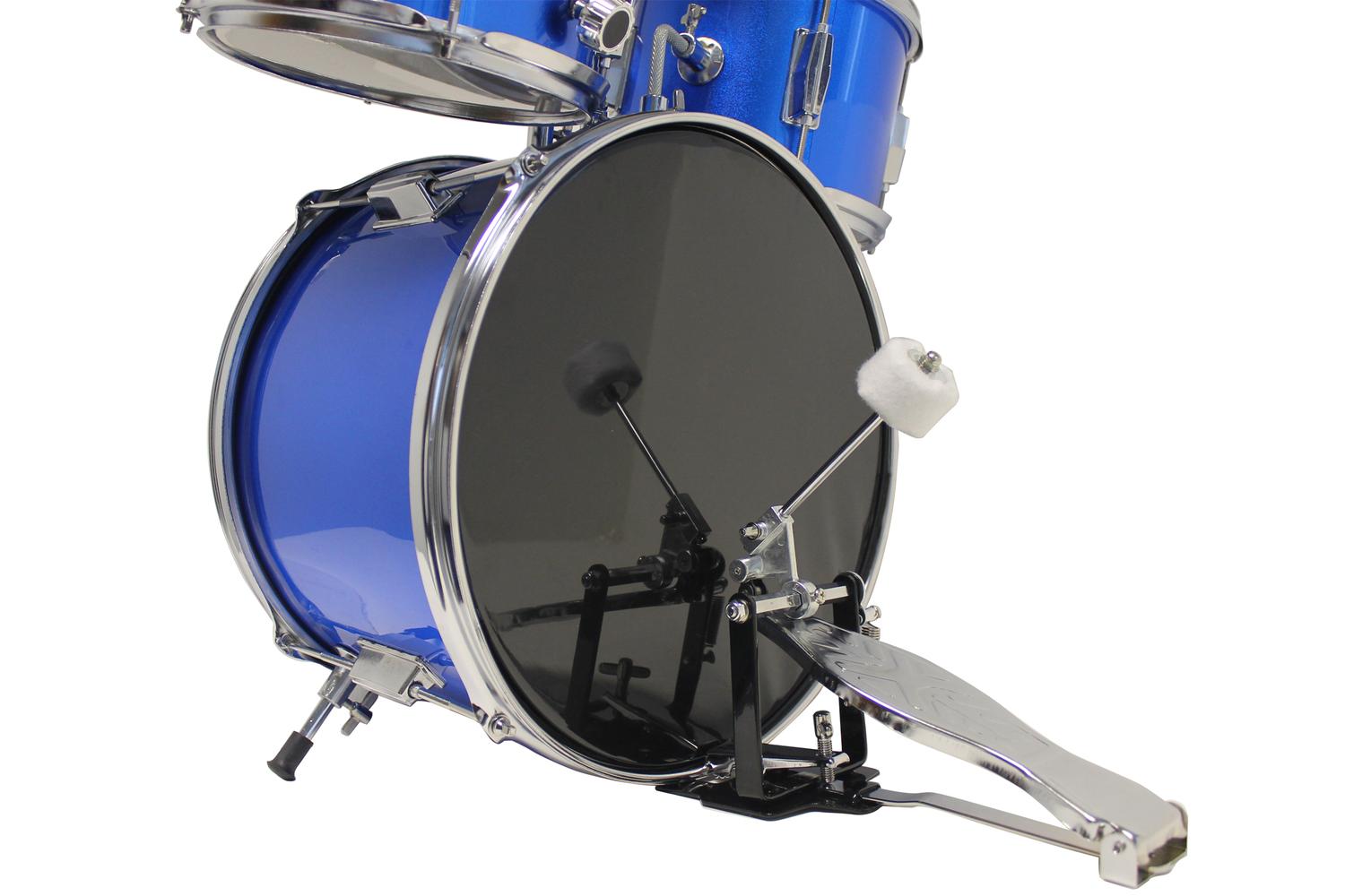 Music Alley 3-piece Junior Drum Set With Drum Throne & Drumsticks - Blue-5