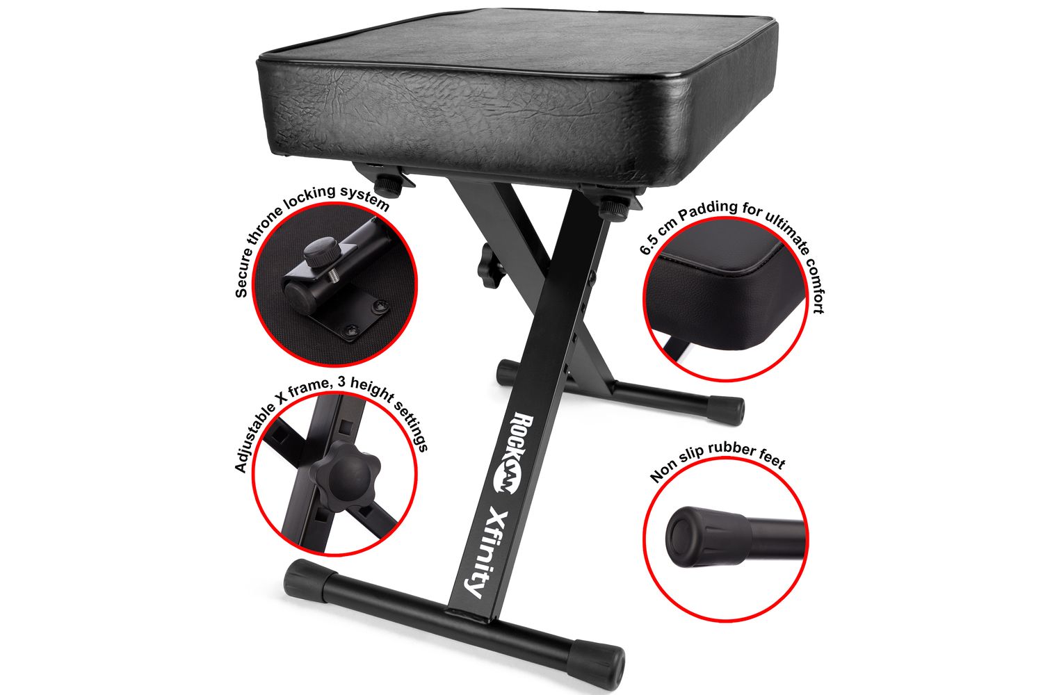 Rockjam 259228 - Rockjam Adjustable Padded Bench-3