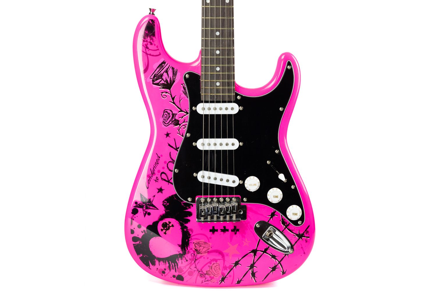 Rockjam 259304 - Jaxville Pink Punk Guitar Package-4