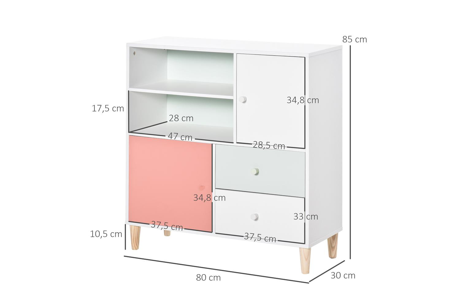 Homcom 311-029PK Kids Bookshelf and Storage | Pink-2