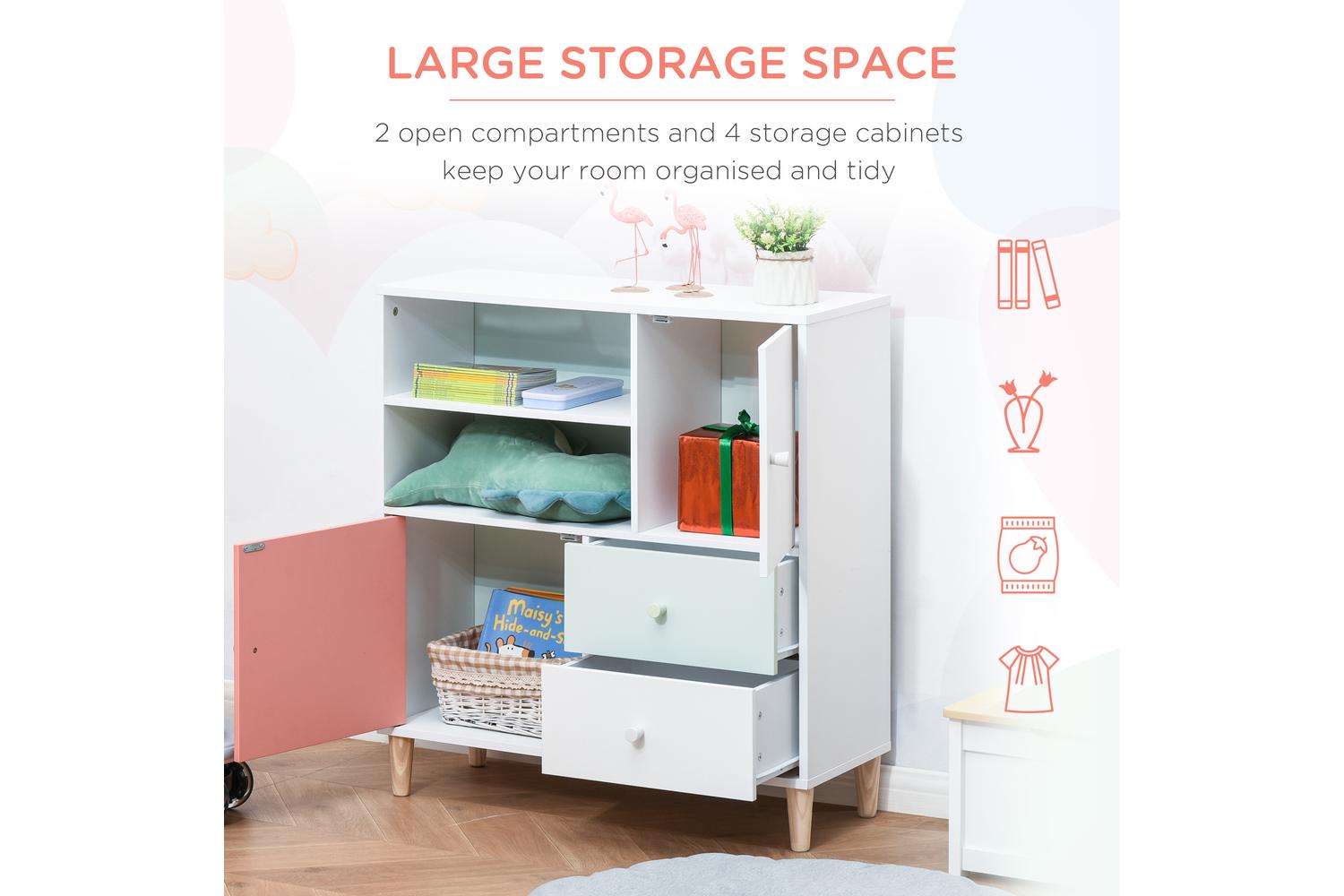 Homcom 311-029PK Kids Bookshelf and Storage | Pink-3