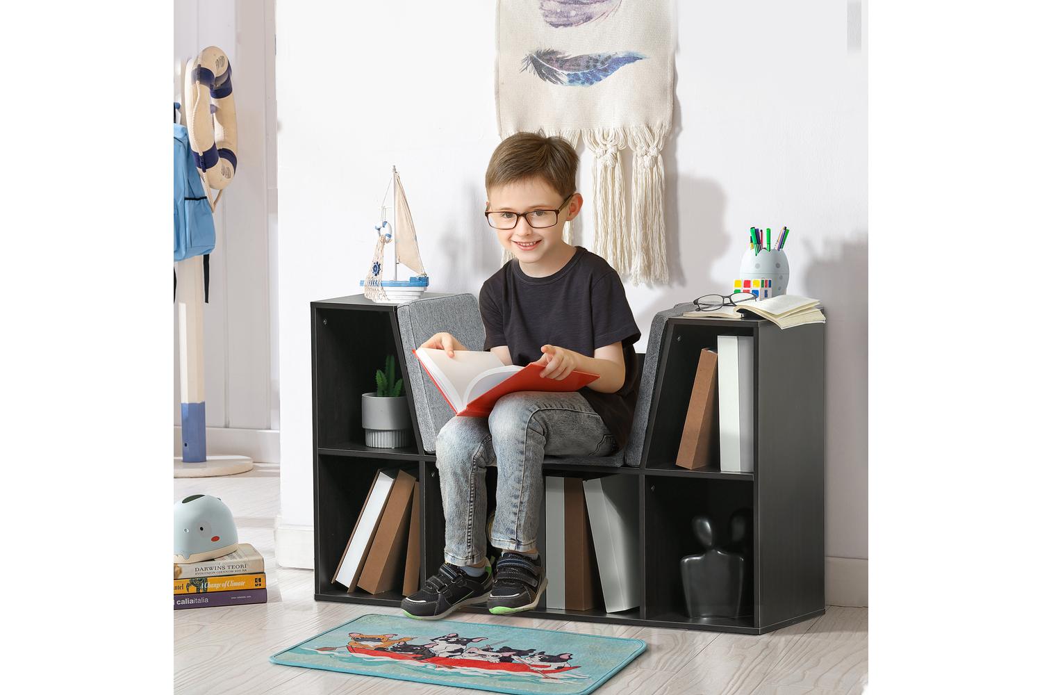 Homcom 311-046BN Kids Bookcase Shelf Storage Cabinet Unit | Brown