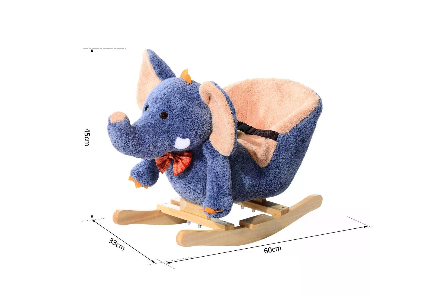 Homcom 330-007 Elephant Rocking with Sound | Blue/Beige-2