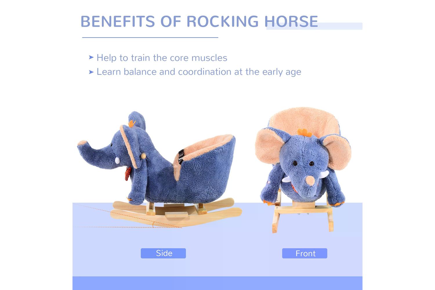 Homcom 330-007 Elephant Rocking with Sound | Blue/Beige-3