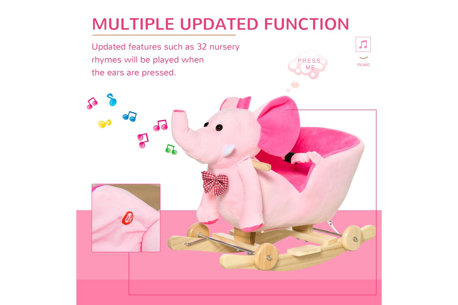 Homcom 330-067 Rocking Elephant | Pink-3