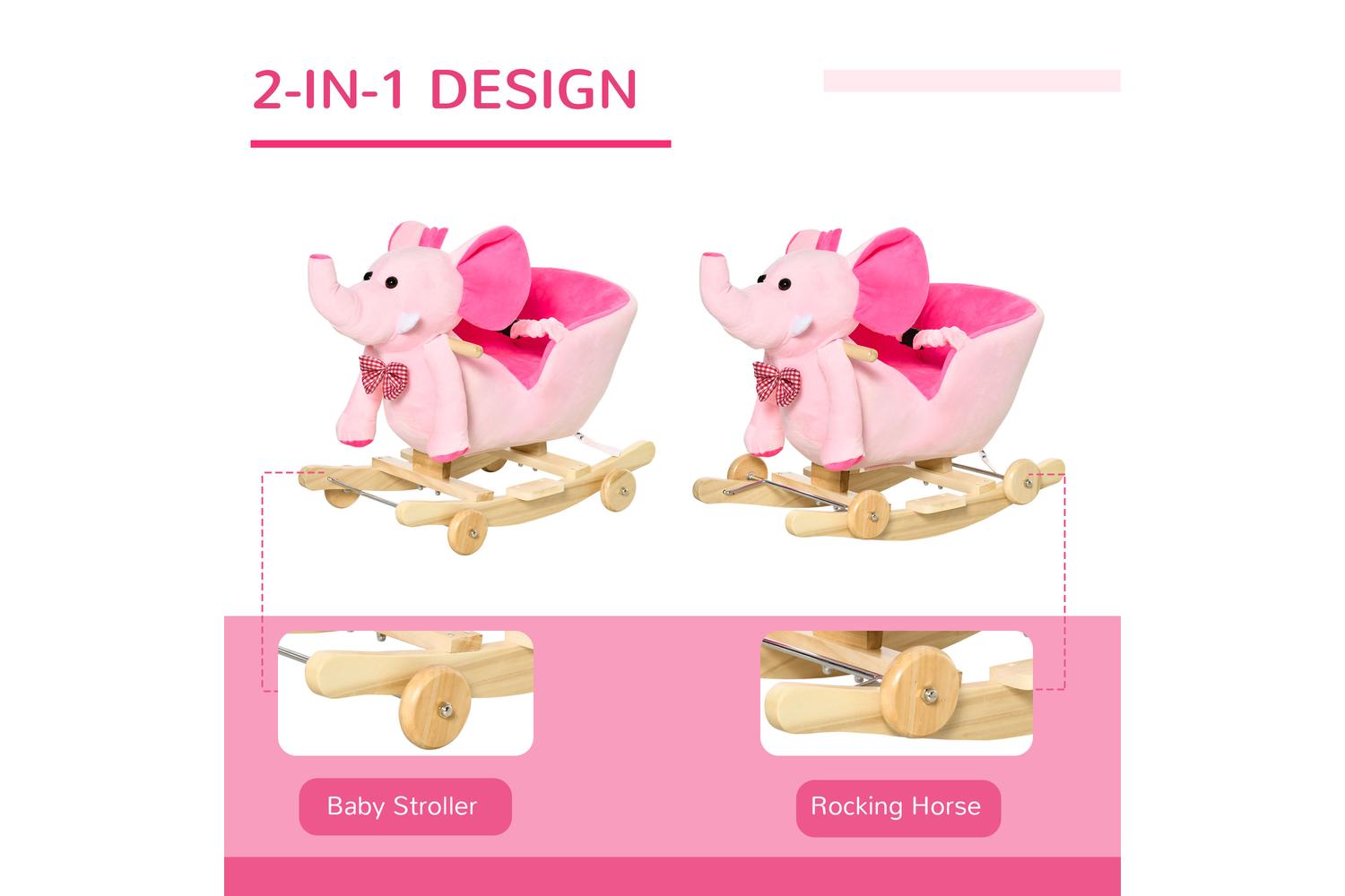 Homcom 330-067 Rocking Elephant | Pink-4