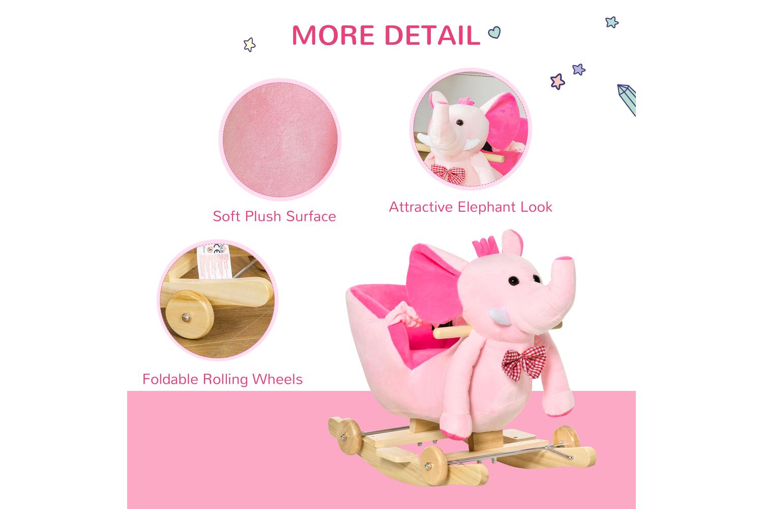 Homcom 330-067 Rocking Elephant | Pink-6