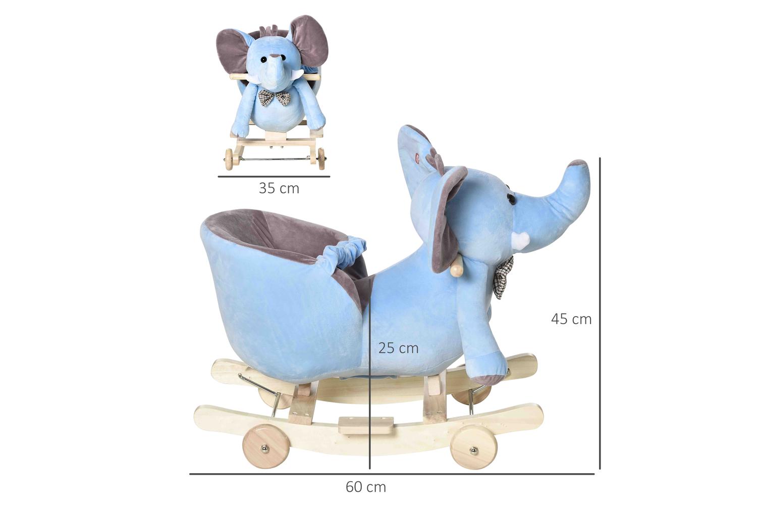 Homcom 330-067BU Rocking Elephant | Blue-2