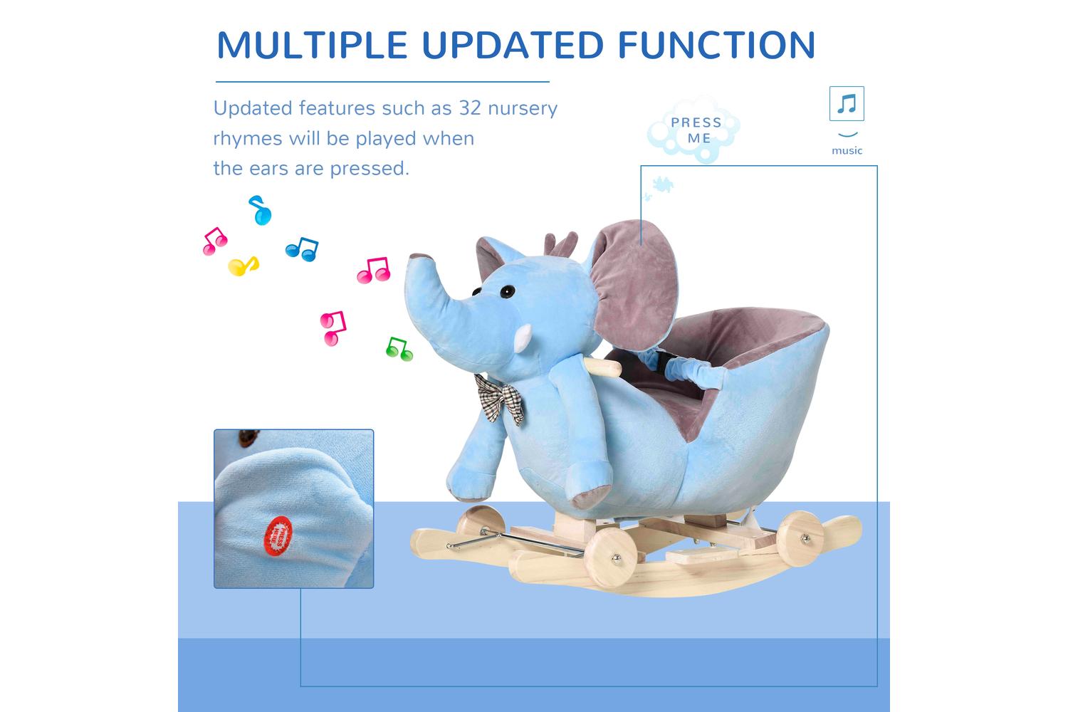 Homcom 330-067BU Rocking Elephant | Blue-3