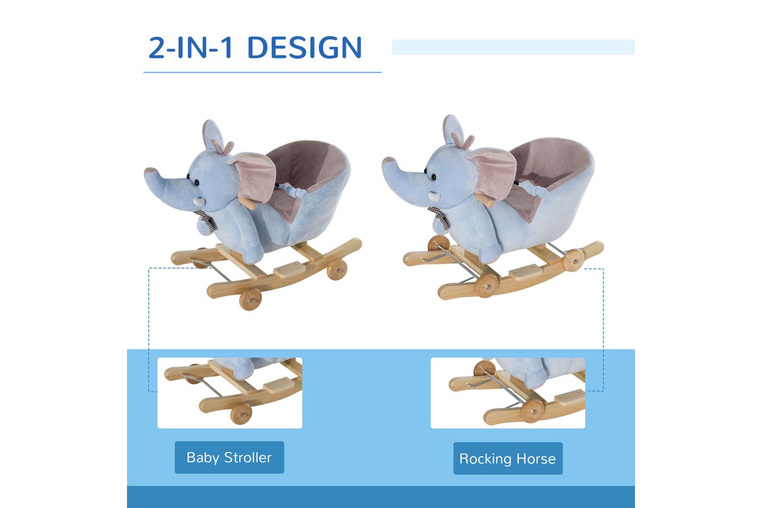 Homcom 330-067BU Rocking Elephant | Blue-4
