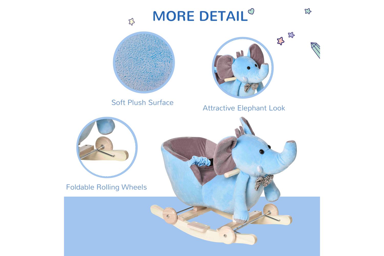 Homcom 330-067BU Rocking Elephant | Blue-6